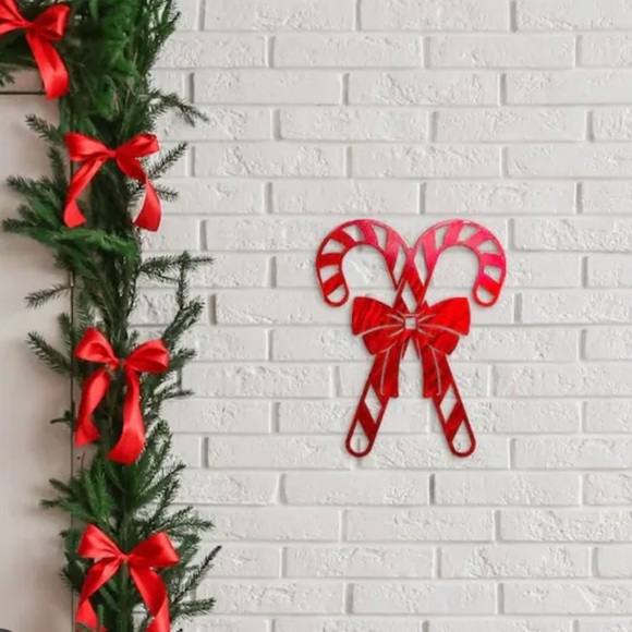Redline Steel Seasonal Christmas Candy Cane Red Metal Wall Art Decorative Sign - Picture 5 of 5